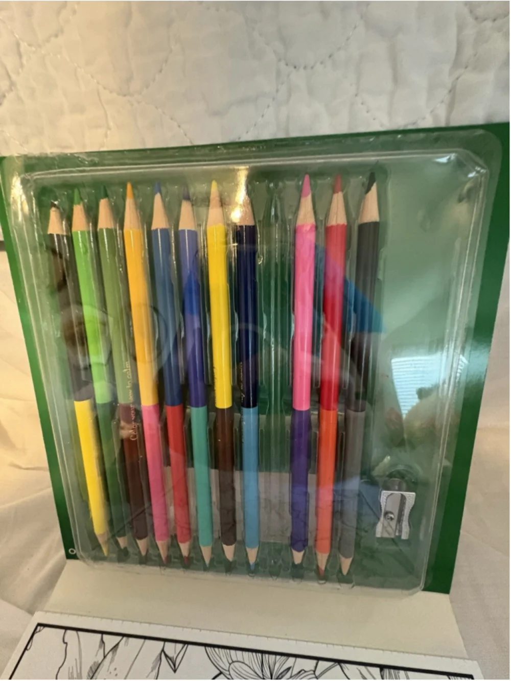 Botanical Garden Adult Color Book, Colored Pencils Sharpener Missing 1 Pencil
